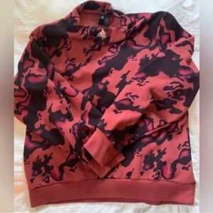 Adidas Women's Red and Black Patterned Top